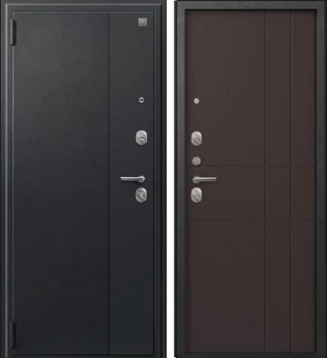 Дверь A-02 черный сатин - лиственница тёмная