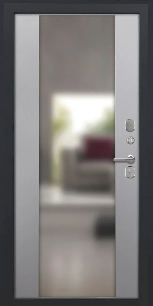 Входная дверь ДвериПРО L-43 Алиса (16мм, ПВХ софт грей, зеркало) DPRO197894 внутренняя сторона