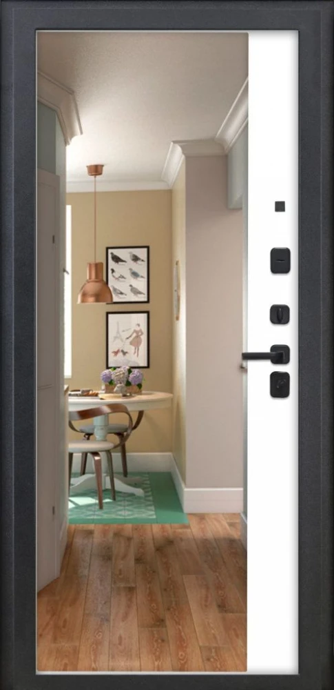 Входная дверь ДвериПРО Модель 3КЛ-1009 ФЛЗ-23 Веллуто бьянко DPRO228327 внутренняя сторона