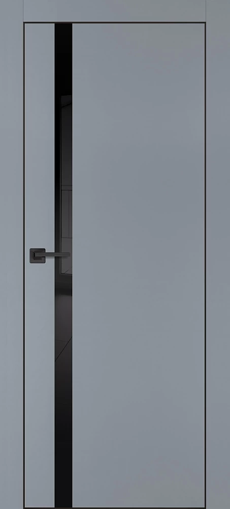 Фото Межкомнатная дверь PX-8  черная кромка с 4-х ст. Серый матовый