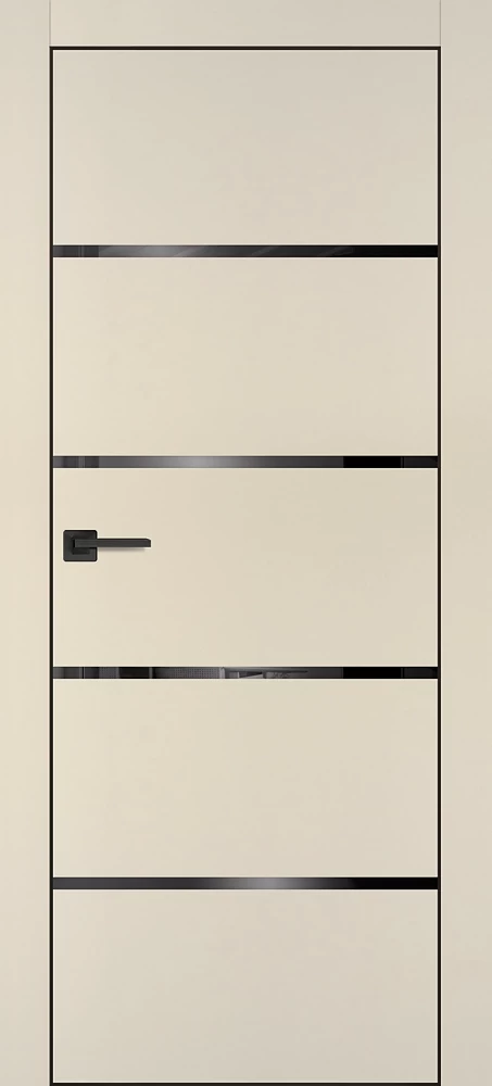 Фото Межкомнатная дверь PX-17 черная кромка с 4-х ст. Бежевый матовый