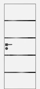 Межкомнатная дверь PX-17 черная кромка с 4-х ст. Белый матовый