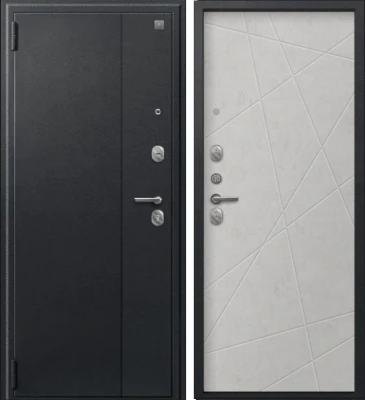 Дверь A-03 черный сатин - бетон светлый