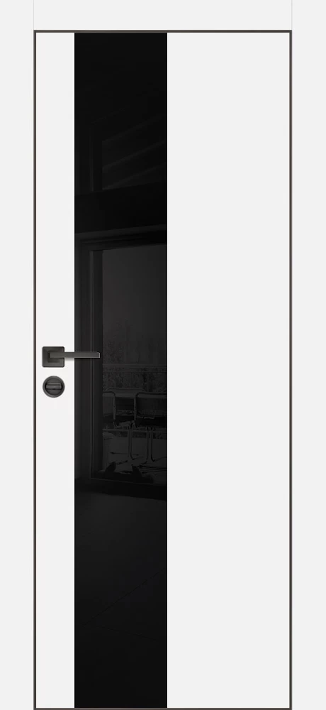 Фото Межкомнатная дверь PX-6 черная кромка с 4-х ст. Белый матовый